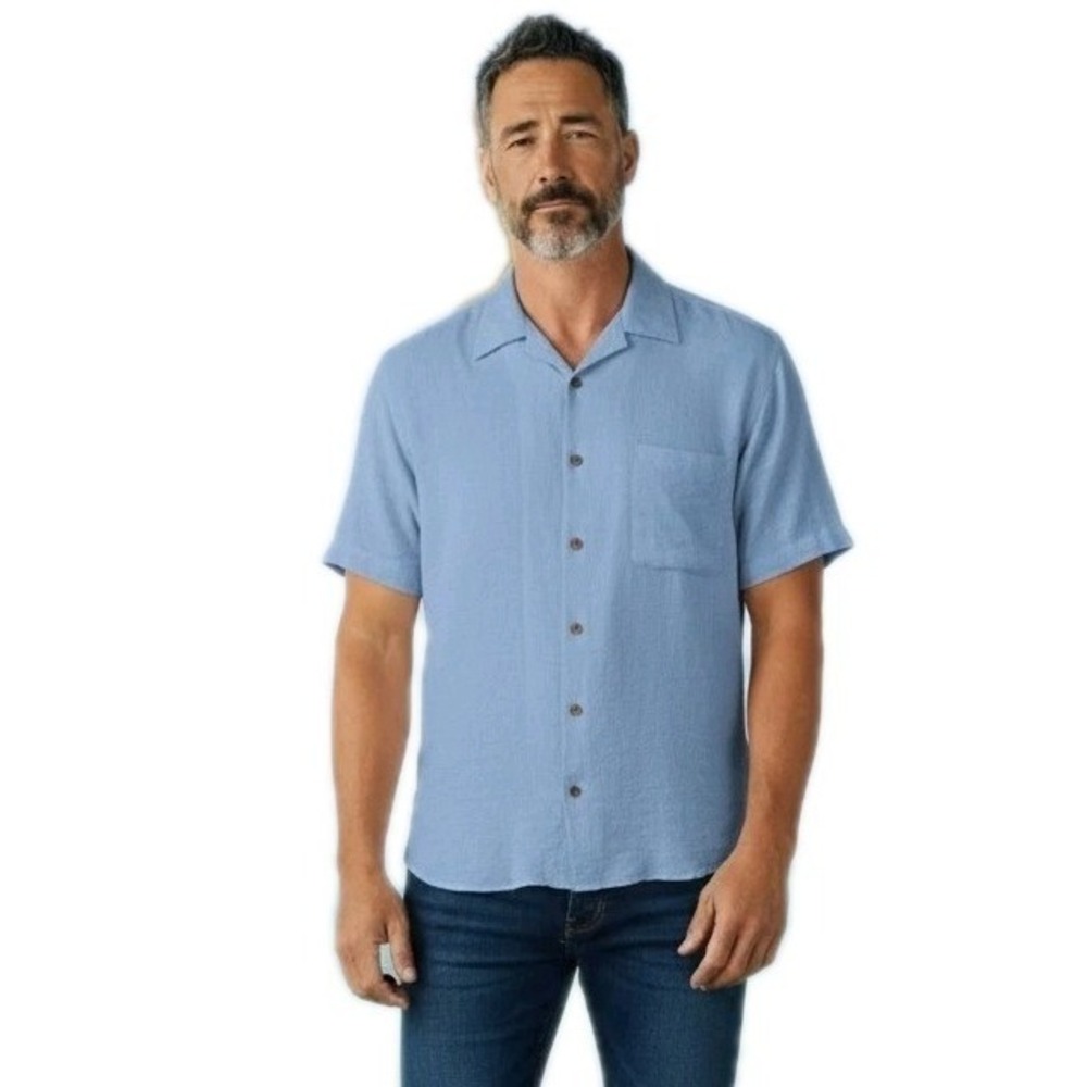 NWT Caribbean Silk Cotton Blend Camp Shirt Resort Vacation Coastal Wear Dadcore